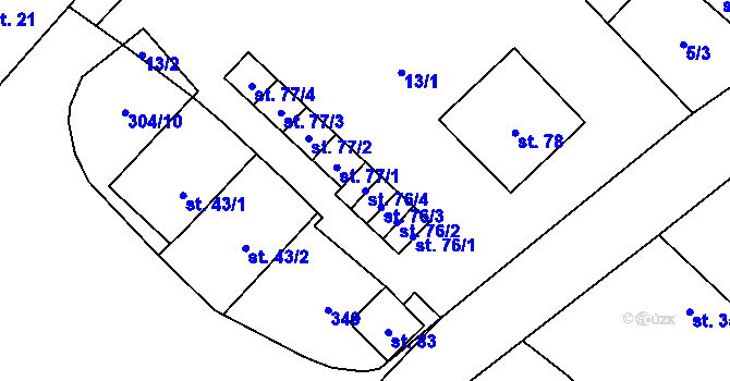 Parcela st. 76/4 v KÚ Násedlnice, Katastrální mapa