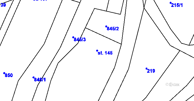 Parcela st. 145 v KÚ Kopřivná, Katastrální mapa