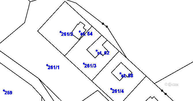 Parcela st. 62 v KÚ Lužná u Hanušovic, Katastrální mapa