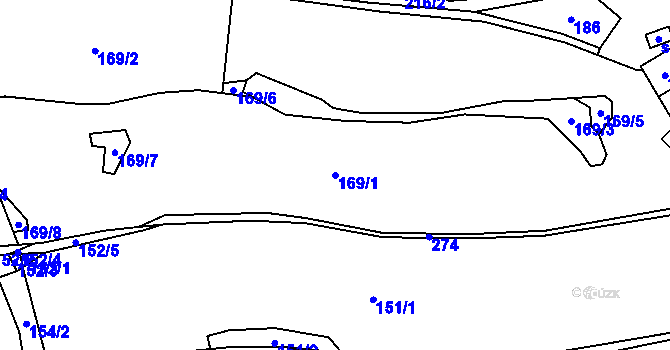 Parcela st. 169/1 v KÚ Lužná u Hanušovic, Katastrální mapa