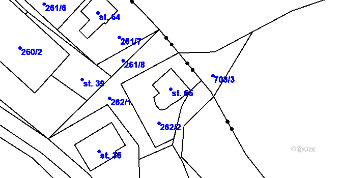 Parcela st. 65 v KÚ Lužná u Hanušovic, Katastrální mapa