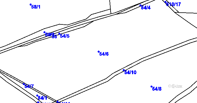 Parcela st. 54/6 v KÚ Lužná u Hanušovic, Katastrální mapa