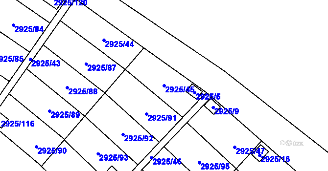 Parcela st. 2925/45 v KÚ Kopřivnice, Katastrální mapa