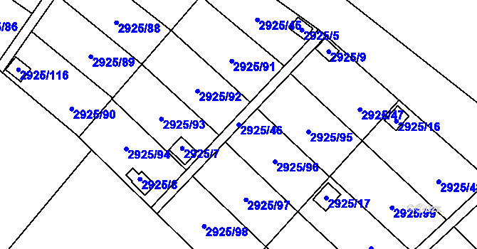 Parcela st. 2925/46 v KÚ Kopřivnice, Katastrální mapa