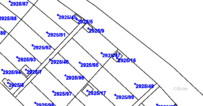 Parcela st. 2925/47 v KÚ Kopřivnice, Katastrální mapa
