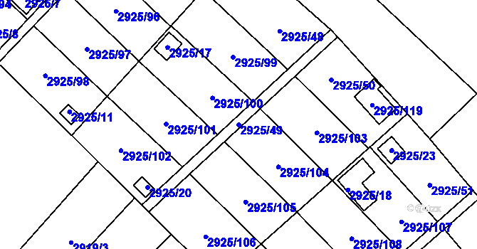 Parcela st. 2925/49 v KÚ Kopřivnice, Katastrální mapa