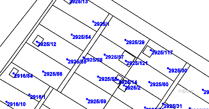 Parcela st. 2925/57 v KÚ Kopřivnice, Katastrální mapa