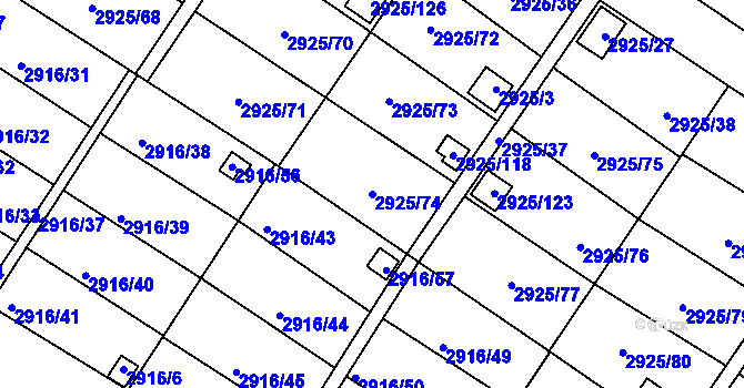 Parcela st. 2925/74 v KÚ Kopřivnice, Katastrální mapa