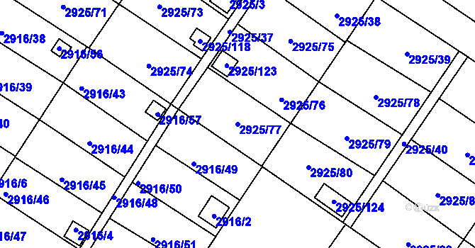 Parcela st. 2925/77 v KÚ Kopřivnice, Katastrální mapa