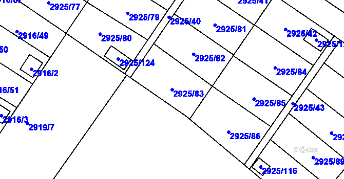 Parcela st. 2925/83 v KÚ Kopřivnice, Katastrální mapa