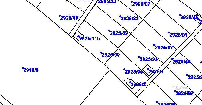 Parcela st. 2925/90 v KÚ Kopřivnice, Katastrální mapa