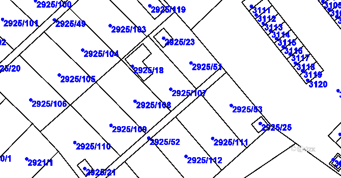 Parcela st. 2925/107 v KÚ Kopřivnice, Katastrální mapa