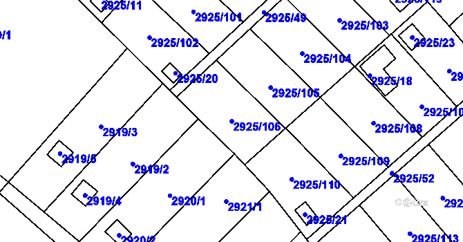 Parcela st. 2925/106 v KÚ Kopřivnice, Katastrální mapa