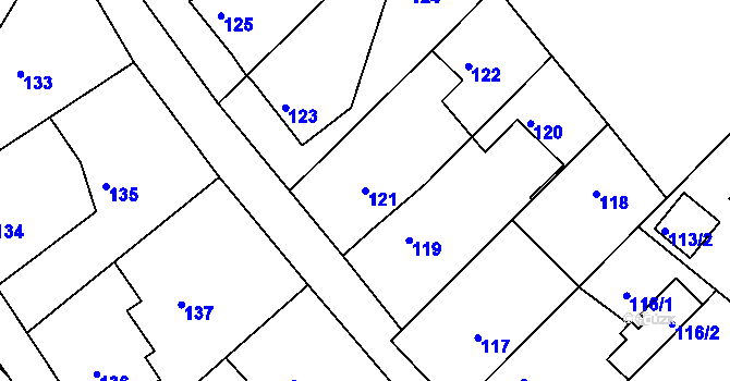 Parcela st. 121 v KÚ Kopřivnice, Katastrální mapa