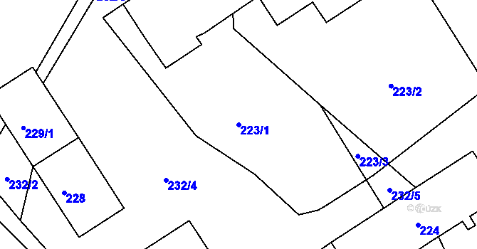 Parcela st. 223/1 v KÚ Kopřivnice, Katastrální mapa