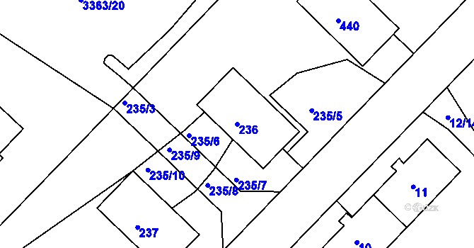 Parcela st. 236 v KÚ Kopřivnice, Katastrální mapa