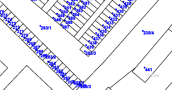 Parcela st. 439 v KÚ Kopřivnice, Katastrální mapa