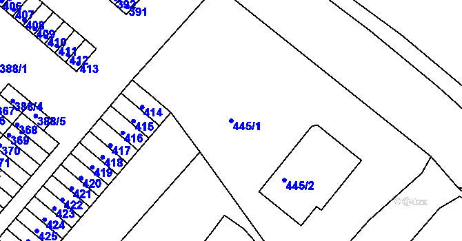 Parcela st. 445/1 v KÚ Kopřivnice, Katastrální mapa