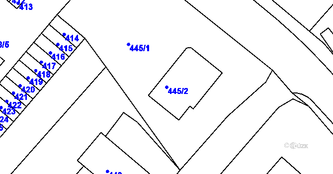 Parcela st. 445/2 v KÚ Kopřivnice, Katastrální mapa
