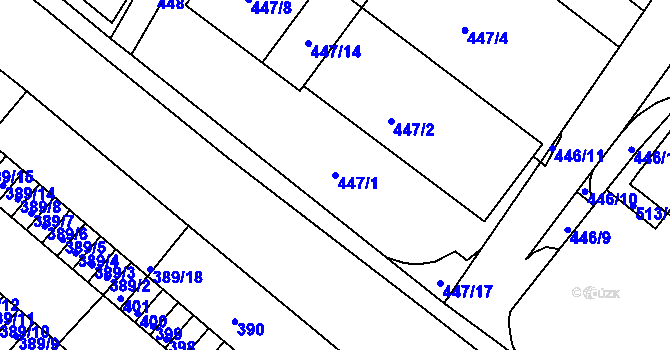 Parcela st. 447/1 v KÚ Kopřivnice, Katastrální mapa