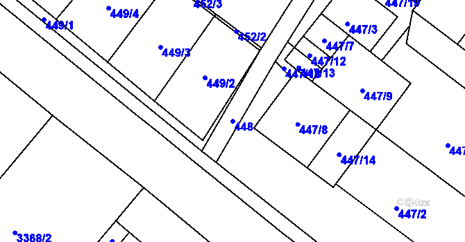Parcela st. 448 v KÚ Kopřivnice, Katastrální mapa