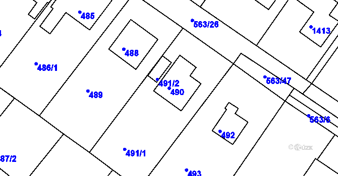Parcela st. 490 v KÚ Kopřivnice, Katastrální mapa