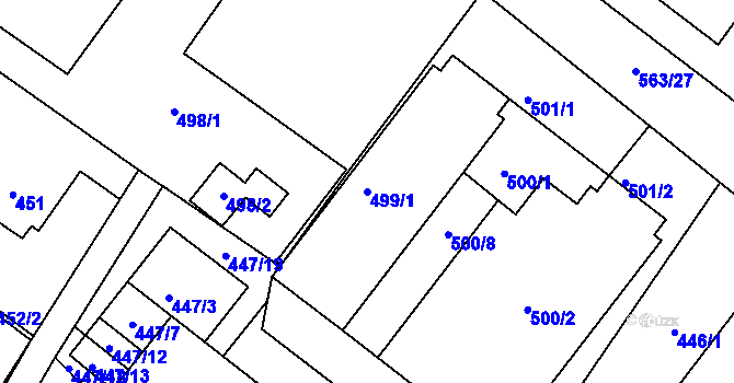 Parcela st. 499/1 v KÚ Kopřivnice, Katastrální mapa