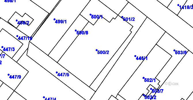 Parcela st. 500/2 v KÚ Kopřivnice, Katastrální mapa