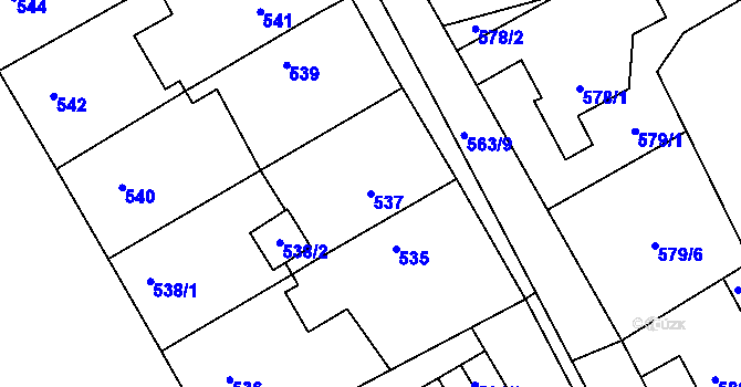 Parcela st. 537 v KÚ Kopřivnice, Katastrální mapa