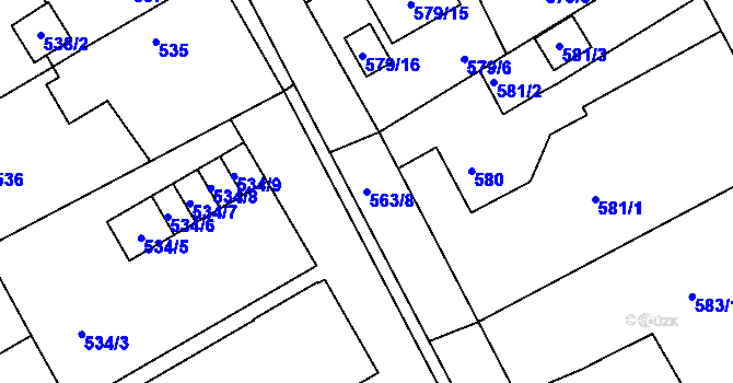 Parcela st. 563/8 v KÚ Kopřivnice, Katastrální mapa