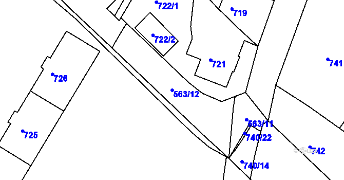Parcela st. 563/12 v KÚ Kopřivnice, Katastrální mapa