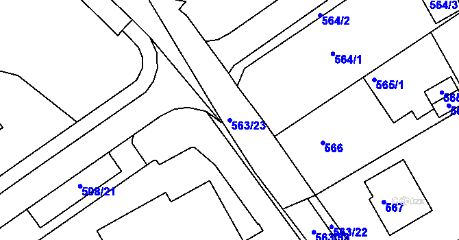 Parcela st. 563/23 v KÚ Kopřivnice, Katastrální mapa