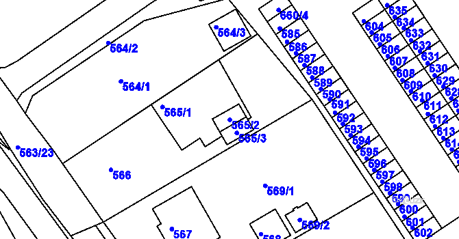 Parcela st. 565/2 v KÚ Kopřivnice, Katastrální mapa
