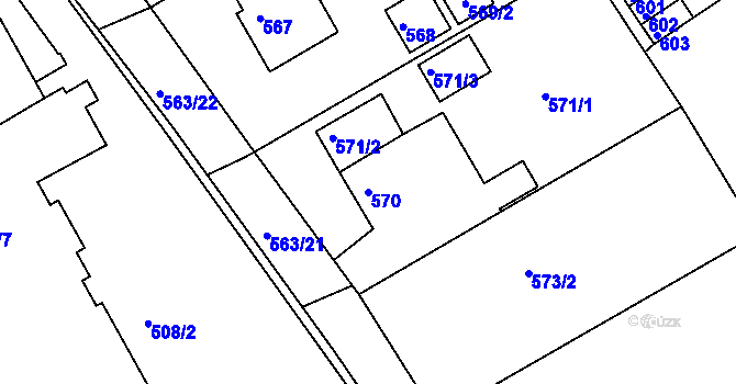 Parcela st. 570 v KÚ Kopřivnice, Katastrální mapa