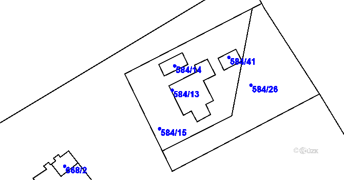 Parcela st. 584/13 v KÚ Kopřivnice, Katastrální mapa