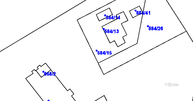 Parcela st. 584/15 v KÚ Kopřivnice, Katastrální mapa