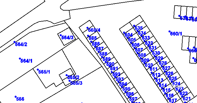 Parcela st. 588 v KÚ Kopřivnice, Katastrální mapa