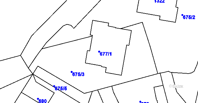 Parcela st. 677/1 v KÚ Kopřivnice, Katastrální mapa