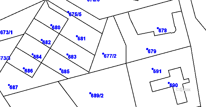 Parcela st. 677/2 v KÚ Kopřivnice, Katastrální mapa
