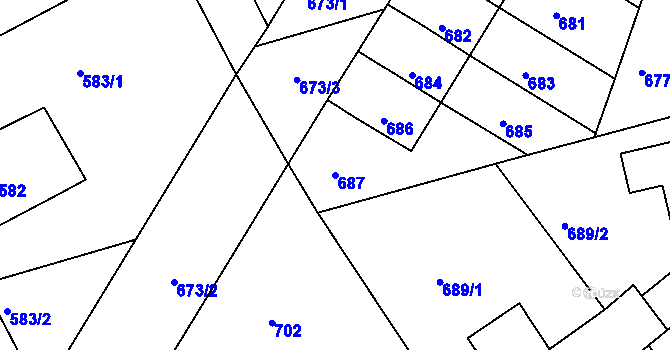 Parcela st. 687 v KÚ Kopřivnice, Katastrální mapa