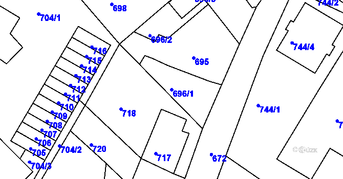 Parcela st. 696/1 v KÚ Kopřivnice, Katastrální mapa