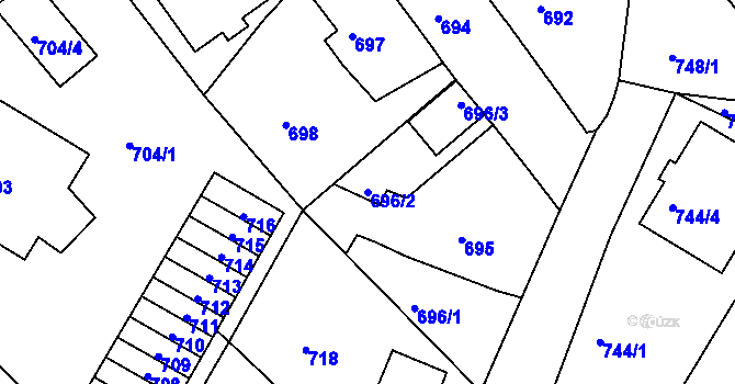 Parcela st. 696/2 v KÚ Kopřivnice, Katastrální mapa
