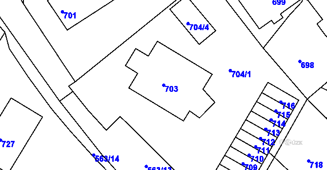 Parcela st. 703 v KÚ Kopřivnice, Katastrální mapa