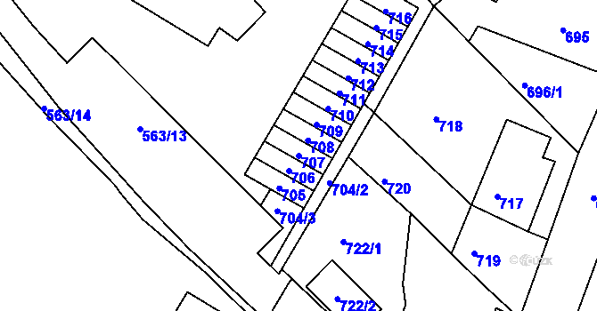 Parcela st. 707 v KÚ Kopřivnice, Katastrální mapa