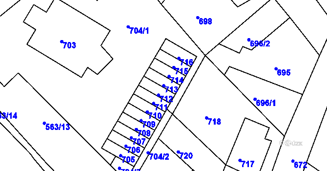 Parcela st. 713 v KÚ Kopřivnice, Katastrální mapa