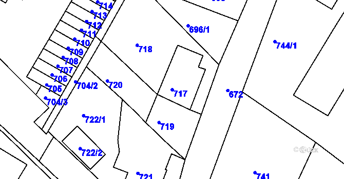 Parcela st. 717 v KÚ Kopřivnice, Katastrální mapa