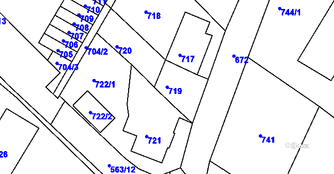 Parcela st. 719 v KÚ Kopřivnice, Katastrální mapa