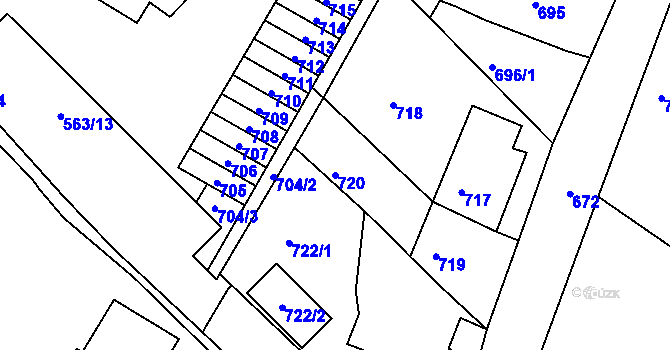 Parcela st. 720 v KÚ Kopřivnice, Katastrální mapa