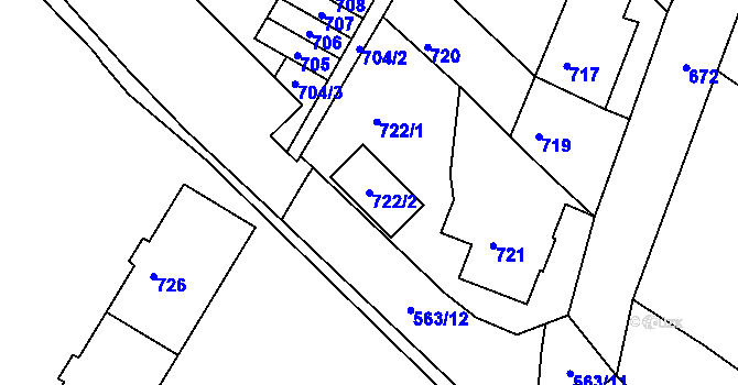 Parcela st. 722/2 v KÚ Kopřivnice, Katastrální mapa