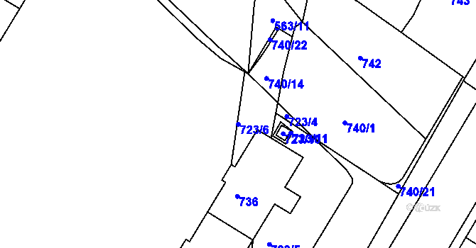 Parcela st. 723/6 v KÚ Kopřivnice, Katastrální mapa